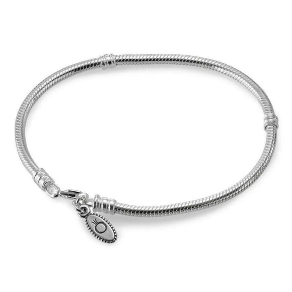 Pandora Moments O Crown toggle lobster claw clasp Sterling Silver Charm Bracelet